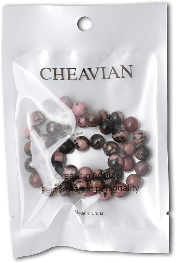45PCS 8mm Natural Black Line Rhodochrosite Gemstone Smooth Round Loose Beads - Image 5