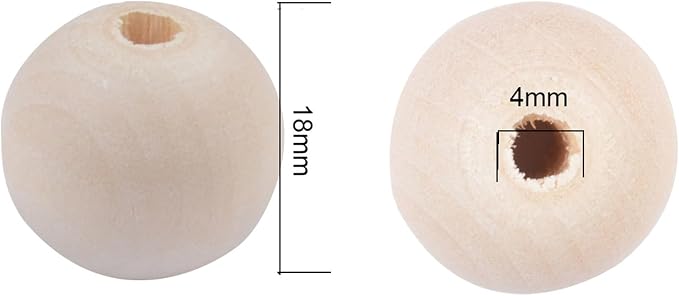 18mm Wooden Beads for Craft, Bead Garland, Farmhouse Decor - Image 2