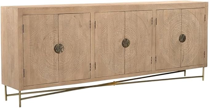 Chateau 6-Door Carved Solid Wood Sideboard in Beige by Taran+Designs