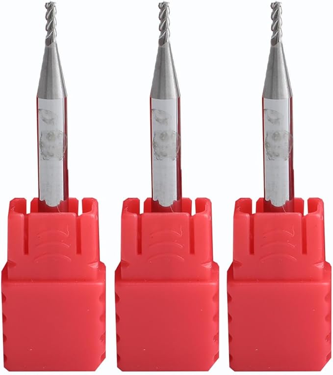 Metric Micrograin Carbide Square End Mill 4 Flute 1.0MM 3 PCS 【 ≈0.03937inch】 HRC55° for Milling Alloy Steels Hardened Steel, Metal & More Mill Bits Sets for Professionals & DIYers