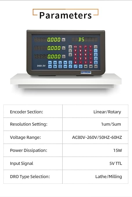 3-Axis Digital Readout Display, Linear Magnetic Scale Kit for Milling Machine (10“x16 x14 3 Axis DRO)