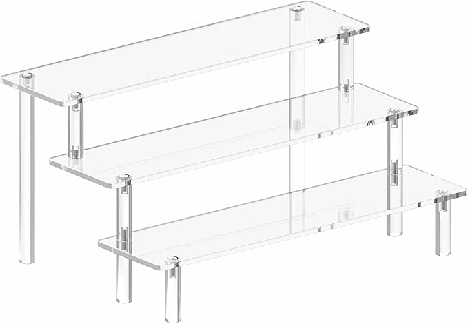 Acrylic Display Stand Risers, 3 Tier Perfume Stand Organizer, Large Shelf Risers by Hoewina