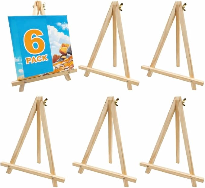 6 Pack 9 Inch Wood Easels, Table Top Easels by Unknown