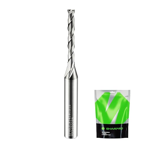 Spiral Upcut Router Bit 1/4 Inch Shank 1/8 Inch Cutting Dia. 1'' CL. Extra Long 2-1/2'' OVL. Carbide Upcut CNC Router Bit, Ideal for Wood Engraving and Plunging Applications
