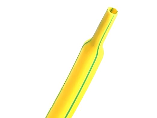 Kable Kontrol Heat Shrink Tubing - 1/2” Inch - 10' Ft Long, Yellow & Green Polyolefin - 2:1 Industrial Shrink Tube & Cable Sleeve for Electrical Wire Insulation - Rated for 600 V