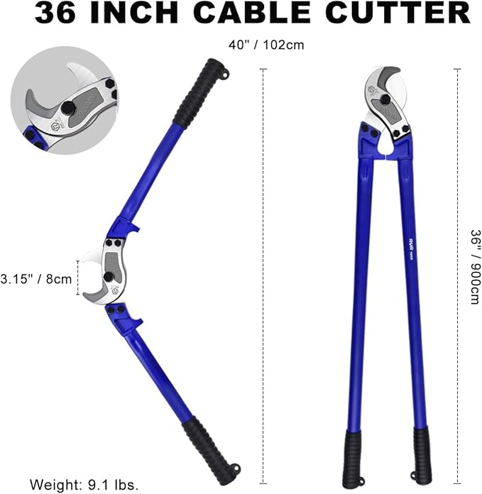 ZrgGea Cable Cutters 36 inch | Wire Snips Heavy Duty | Industrial-Grade Heavy-Duty Cable Cutter, Forged from T8 Alloy Steel, Hardness HRC56, Sharp Cutting. for Cutting Cables and Wire Ropes