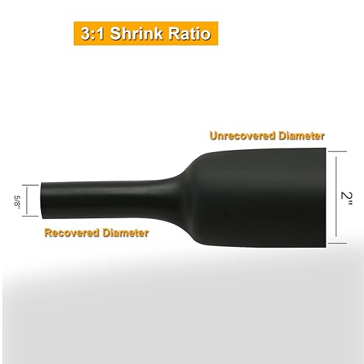 TKDMR 59 Ft 2" Heat Shrink Tubing - 3:1 Ratio Marine Grade Heat Shrink,Wire Cable Adhesive Lined Tube Insulation Seal Against Moisture Corrosion and Air Leakage.Black