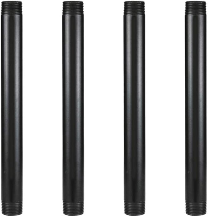 GeilSpace 1" × 12" Pre-Cut Black Metal Pipe, Industrial Steel Fits Standard One Inch Black Threaded Pipes and Fittings - Vintage DIY Industrial Shelving (1" × 12")