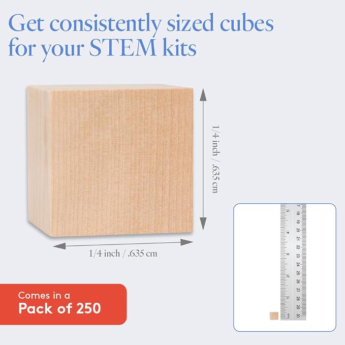DIY Wooden Cubes 1/4-inch, Unfinished Wood Blocks - Image 4