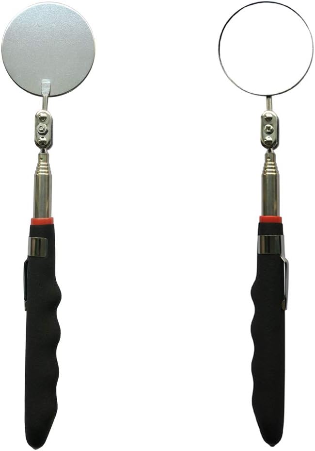 Telescopic Inspection Mirror with 2LED Lights, Telescopic Mirror Round Mirror, Telescopic Magnetic Pickup with LED Lights Tool kit.