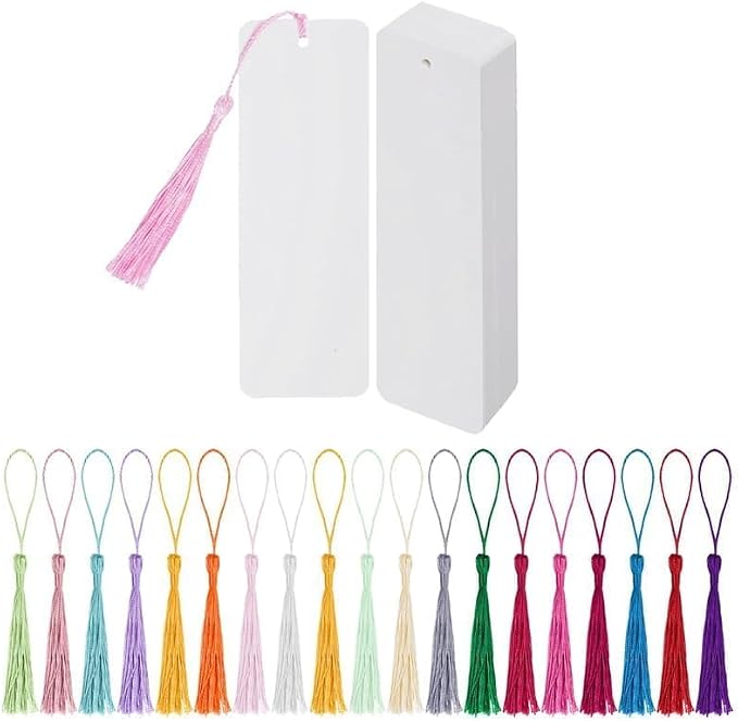 Blank Bookmarks with Colorful Tassels, School Projects, Gift Tag, 6.5 * 2.2Inch by Unknown