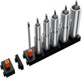 ToolBox Widget Socket Organizer ⅜ Inch Pro Series – Modular Magnetic Socket Holder with Missing Tool Indicator – Size Stems NOT Included - 4 Pack, 48 Organizers