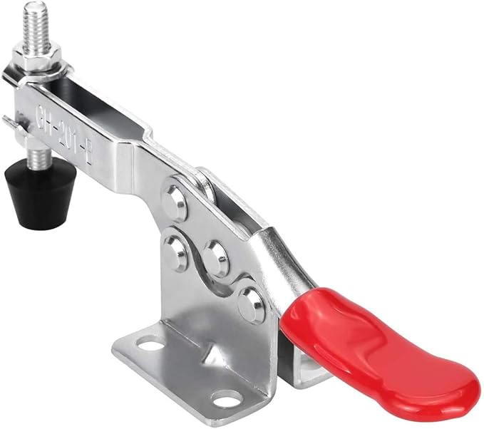 Chfine 10 Pack Toggle Clamps, Hold Down Clamp 220Lbs Holding Capacity Quick Release Horizontal Clamps with Rubber Pressure Tip for Woodworking Jigs and Fixtures, Welding, Drill Press, Crosscut Sled