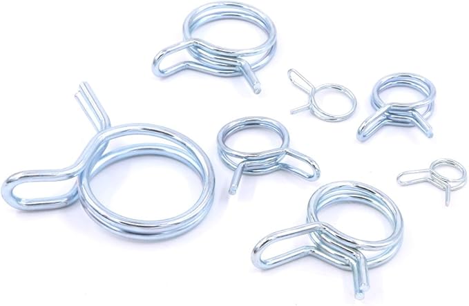 Hilitchi 75-Pcs Double Wire Fuel Line Silicone Hose Tube Spring Clips Clamp Assortment Kit