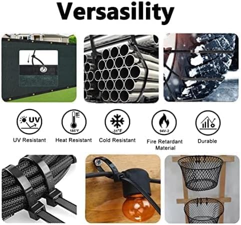 250lb Black Zip Ties Heavy Duty 12 Inch Outdoor, Extra Large Cable Tie Wraps - Image 4