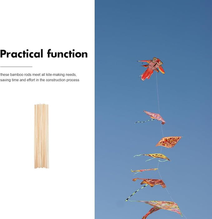 Lightweight Bamboo Kite Support Rods 15.74In Thin Dowels - Image 6