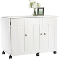 Sauder Folding SewingTable & Craft Cart Storage Cabinet, in Soft White by SAUDER%C2%AE