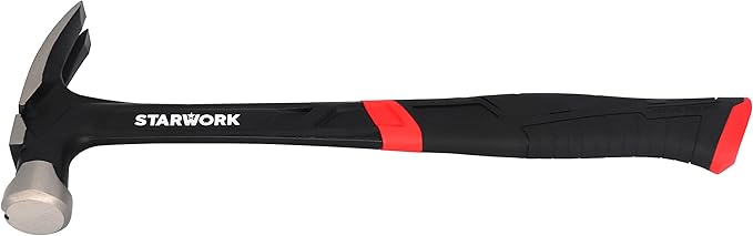20 oz Hammer with Comfort Grip, Nailing Hammer Steel Head Steel Handle, AntiVibe, Rip Claw