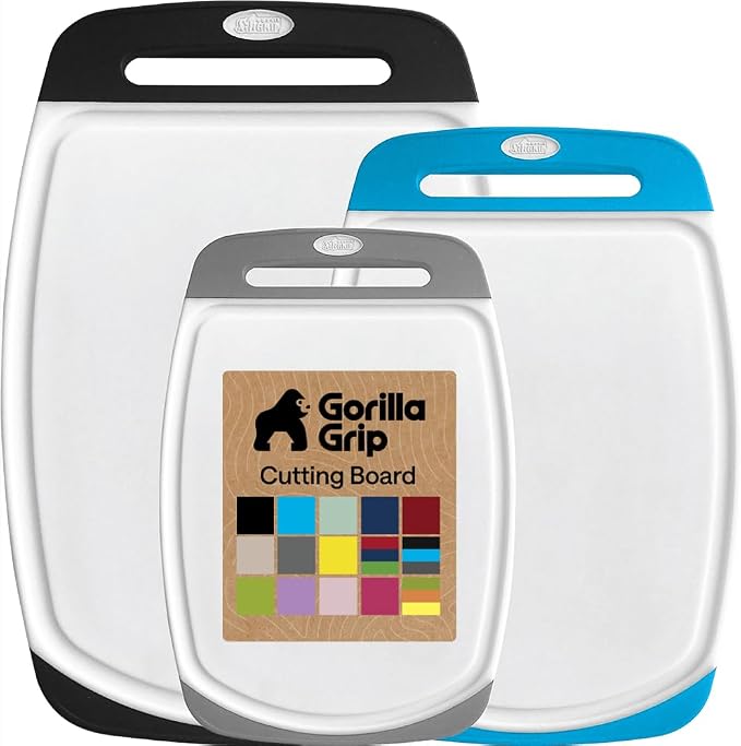 GORILLA GRIP BPA-Free Reversible Kitchen Cutting Board Set of 3, US Designed by Unknown