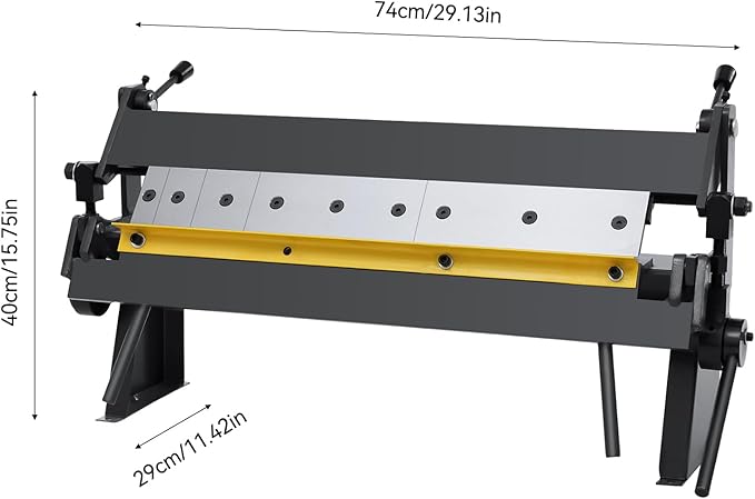 24-Inch Pan And Box Brake, W-2420a Metal Sheet Bending Brake, W/2", 3", 4"Removable Fingers Floor Standing 135° Bending Angles Hand Bending-Tools 20ga Mild Steel Plate For Furniture