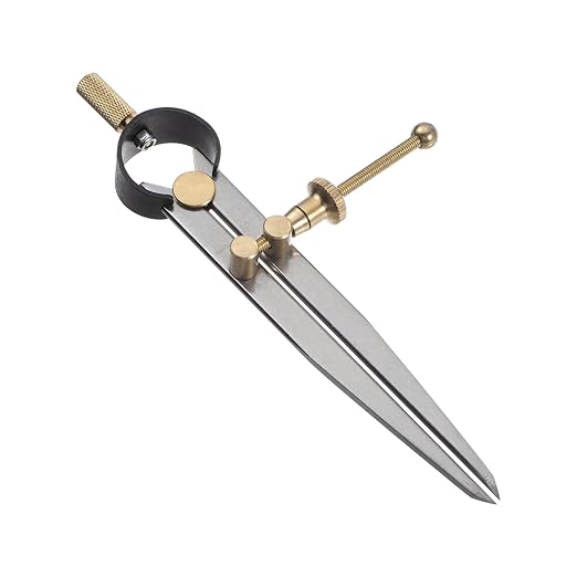 Spring Joint Caliper - [5 Inch] Carbon Steel Spring Divider Caliper with Brass Fulcrum for Metalworking Drawing Use, Flat Leg
