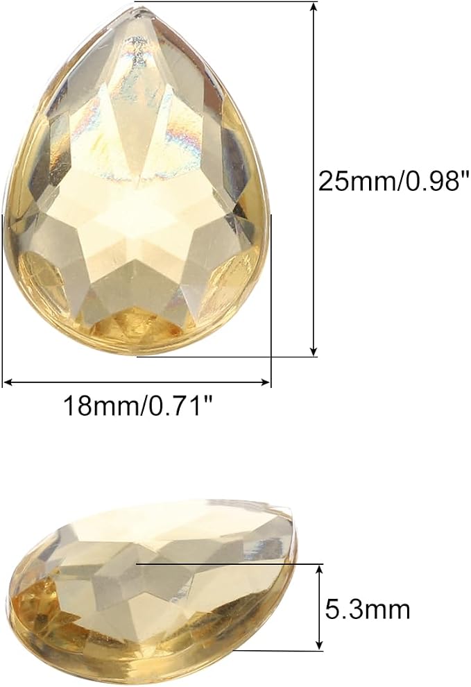 MECCANIXITY 50PCS Flat Back Acrylic Teardrop Gems 18x25mm Artificial Rhinestones - Image 2