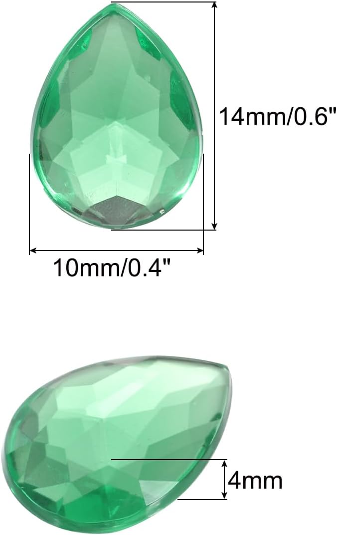 MECCANIXITY 50PCS Flat Back Acrylic Teardrop Gems 10x14mm Artificial Rhinestones - Image 2
