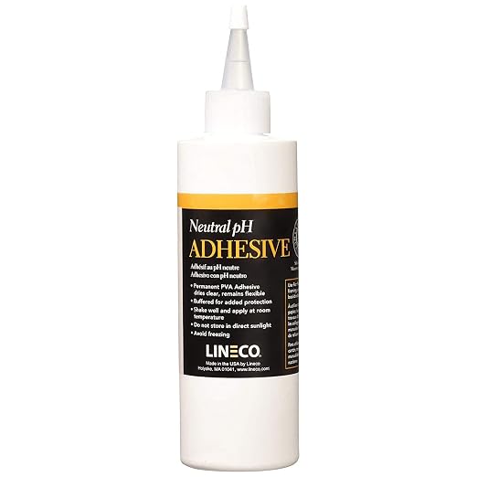 LINECO Neutral pH Adhesive 8 Oz, All-purpose Glue, Dries Clear and Remains by Lineco