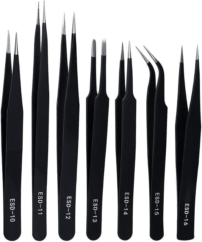 ZHIYE Precision ESD Anti-Static Tweezers, Jewelry-making, Laboratory Work by ZHIYE