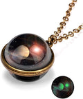 Yocoyee Galaxy Planet Pendant Necklace Glow in Dark Double Side Glass Crystal by Yocoyee