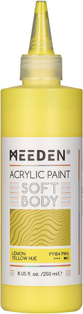 MEEDEN Soft Body Acrylic Paint: Lemon Yellow Hue Matte Finish - 250ml/8.45oz by MEEDEN