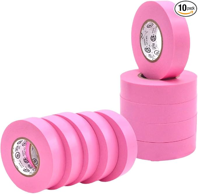 WOD ETC766 Professional Grade General Purpose Pink Electrical Tape UL/CSA Listed core. Vinyl Rubber Adhesive Electrical Tape: 3/4inch X 66ft. - Use at No More Than 600V & 176F (Pack of 10)