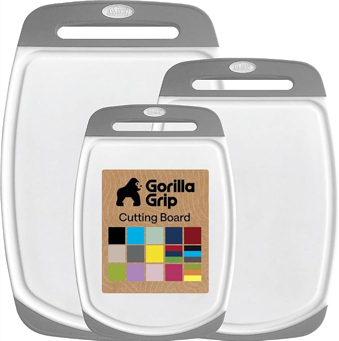 GORILLA GRIP BPA-Free Reversible Kitchen Cutting Board Set of 3, US Designed by Unknown