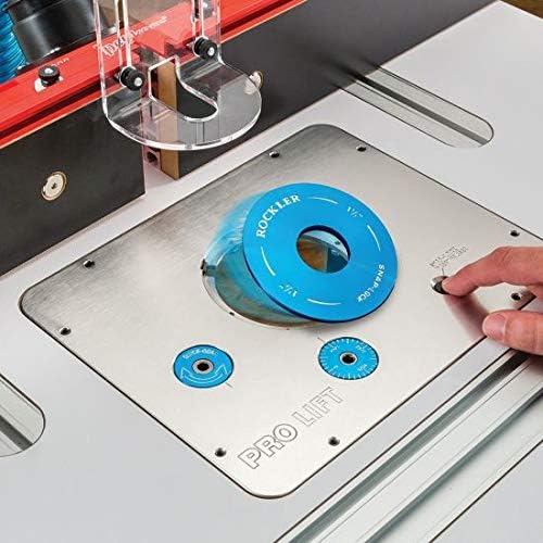 Rockler Pro Lift Router Lift - 9-1/4'' x 11-3/4'' Large Router Plate – Router Lift Kit For Kreg, Jessum, Woodpecker & Peachtree - Router Lift Systems w/Router Plate, Insert Ring, & Set of Hex Keys