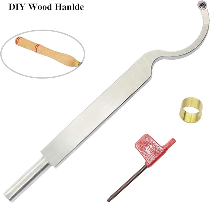 Swan Neck Hollower 10 Inches Wood Turning Tool Carbide Tipped Lathe Chisel Tool Bar with Ci5 8.9mm Round Carbide Insert Cutter for Wood Hobbyist or DIY or Carpenter