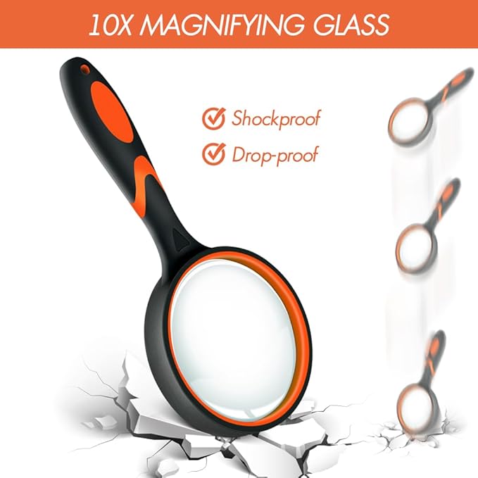Leffis 4 Pack Magnifying Glass, 10X Non-Slip Handheld Reading Magnifier - Image 4