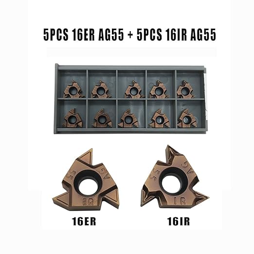 Lather Threading Tool Bit Set External Internal Threading Boring Bars Turning Tool Holders with 11IR AG60 16ER 16IR AG60 Carbide Threading Inserts (2pcs Boring Bars + 16ER IR AG55)