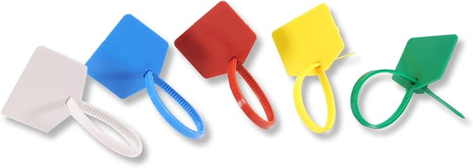 4 in Marker Nylon Cable Ties, Plastic Water Proof Tags, Self-Locking Written-on Cable Marker, Security Seals Label for Cabling, Wire Marking Label, Shipping Hanging Tags - Green/ 100pcs