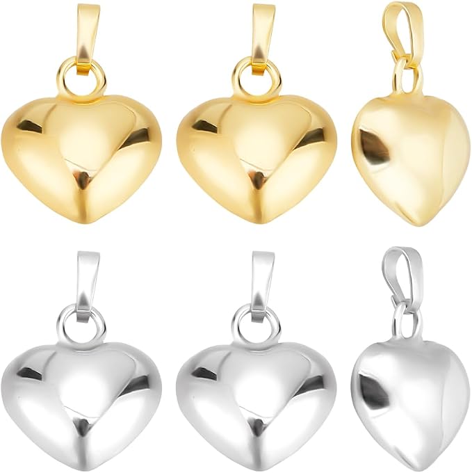 Beebeecraft 10Pcs 2 Colors Heart Charms 18K Gold Plated & 925 Sterling Silver by Beebeecraft