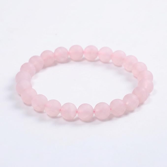 48pcs Natural Matte Pink Quartz Gemstone Beads，8mm Frosted Round Loose Stone - Image 4