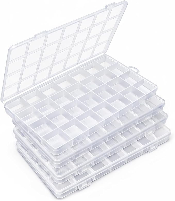 IOOLEEM 28 Grids Plastic Bead Organizer Box, Organizer Container Storage Box by IOOLEEM