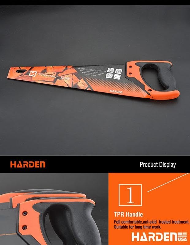 Tools 20" (510mm) Pro Hand Saw – #65 Mn Steel Blade, Heat Treated, HRC >55 Teeth Hardness, 3-Sided Grinding Teeth, Soft TPR Handle
