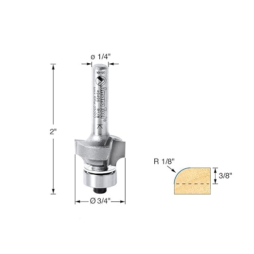 Amana Tool - 49496 Carbide Tipped Corner Round 1/8 Radius x 3/4 Dia x 3/8 x 1/4" Shank