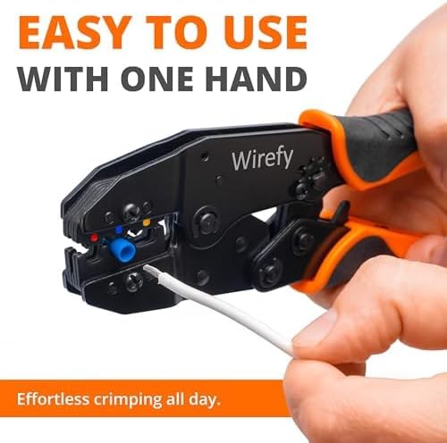 Wirefy Crimping Tool For Insulated Electrical Connectors - Ratcheting Wire Crimper Tool - Crimping Pliers - Ratchet Terminal Crimper - Wire Crimping Tool | Crimper Tool Electrical and Crimp Tool