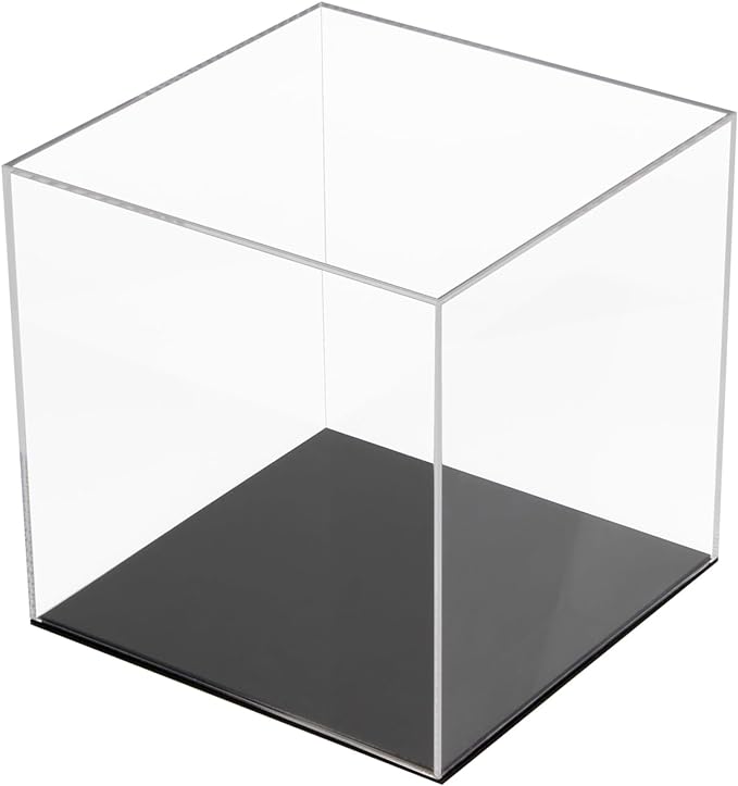Acrylic Box with Black Base, Simple Self-Assembly Clear Trophy Display Case by KCGANI