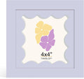 4x4 Picture Frame with Real Glass, Wooden cute 4 x 4 Photo Frame with Wavy Mat by THKRLOF