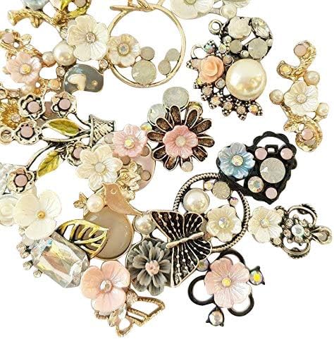 Chenkou Craft Random 20pcs Wholesale Lots Mix Alloy Resin Rhinestone Flowers - Image 3