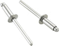 155pcs 3/16" x1/2" Aluminum Blind Rivets, 4.8 x 12mm Pop Rivets,Rivets for Metal,Silver