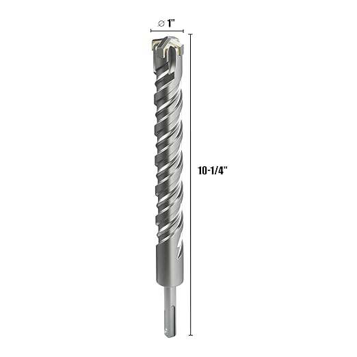 CSOOM SDS Plus Rotary Hammer Drill Bit 1"x10.24", Professional Concrete Drill Bit for Concrete, Brick, Stone and Cement Walls