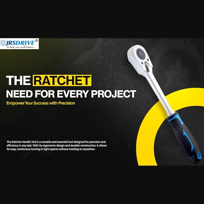 Socket Wrench, 1/2 Drive Ratchet Socket Wrench Dual Drive Ratchet Handles Wrenches with Soft Grip Locking Handle E-2203E